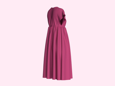 Ladies Midi Dress Modèle 3D
