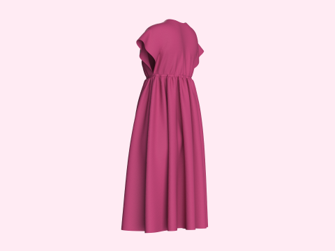 Ladies Midi Dress Modèle 3D