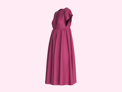 Ladies Midi Dress Modèle 3D