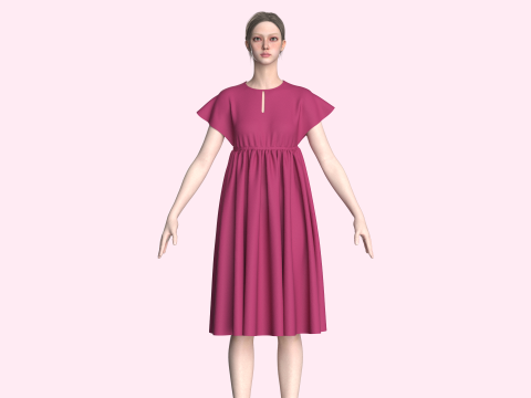 Ladies Midi Dress Modèle 3D
