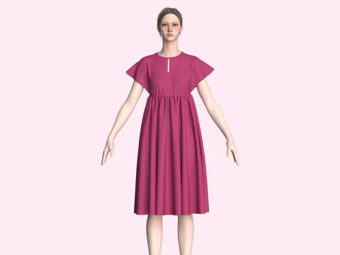 Ladies Midi Dress 3D Model