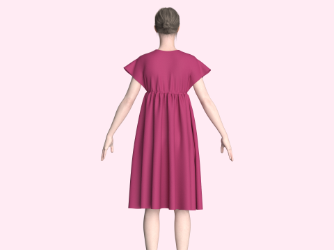Ladies Midi Dress Modèle 3D
