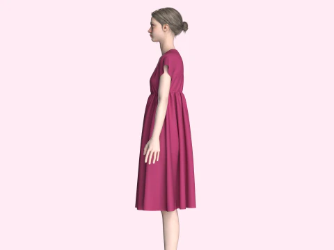 Ladies Midi Dress 3D Model