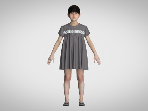Kids Party Dress Model 3D
