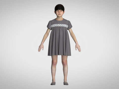 키즈 파티 드레스 3D 모델