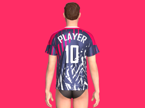 Soccer Dark blue with multi color Jersey Player-10 3D 模型