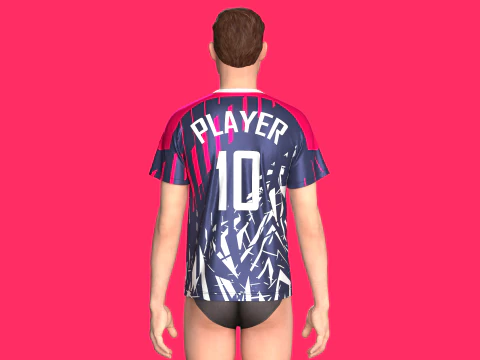 Soccer Dark blue with multi color Jersey Player-10 3D Model