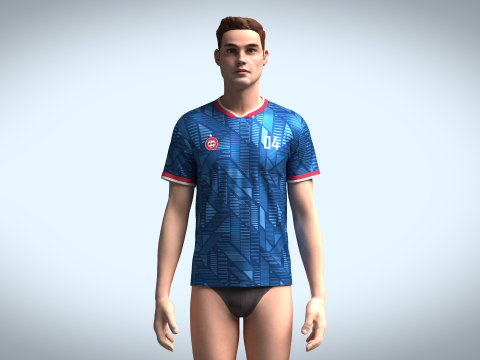 Soccer Blue Jersey Player - 04 3D-Modell