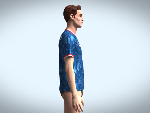 Soccer Blue Jersey Player - 04 3D-Modell