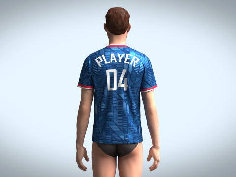 Soccer Blue Jersey Player - 04 3D-Modell