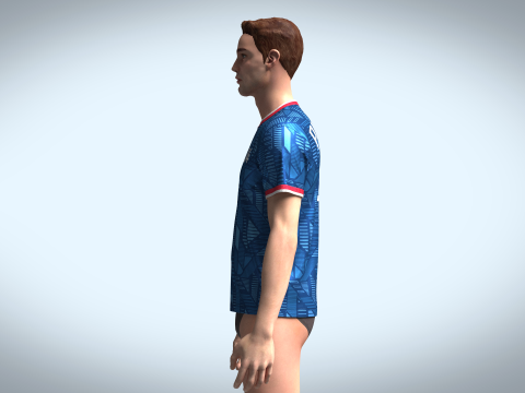 Soccer Blue Jersey Player - 04 3D-Modell