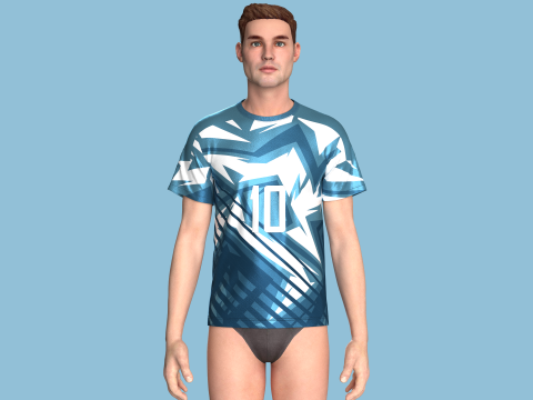 Soccer Blue and white color Jersey Player-10 3D Model