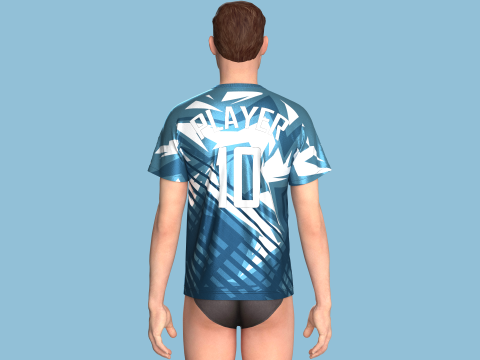 Soccer Blue and white color Jersey Player-10 3D Model