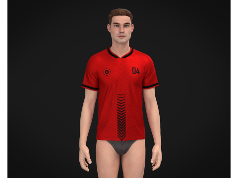 Soccer Red Jersey Player-04 Model 3D