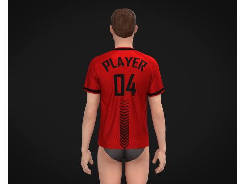 Soccer Red Jersey Player-04 Model 3D