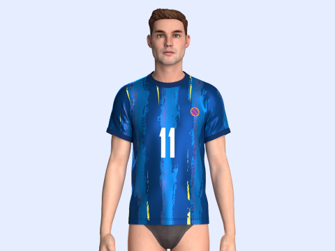 Soccer Football cobalt Blue Jersey Player-11 Modèle 3D
