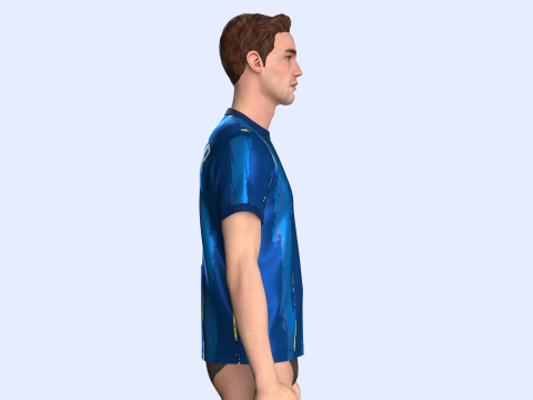 Soccer Football cobalt Blue Jersey Player-11 Modèle 3D