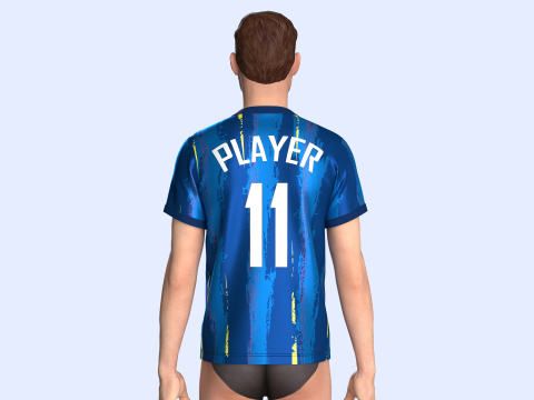 Soccer Football cobalt Blue Jersey Player-11 Modèle 3D