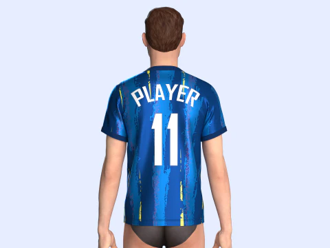 Soccer Football cobalt Blue Jersey Player-11 3D Model