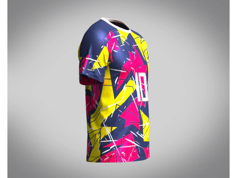 Soccer Hot pink with multi color Jersey Player-10 3D Model