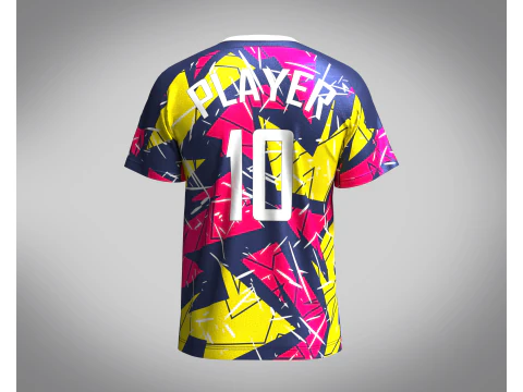 Soccer Hot pink with multi color Jersey Player-10 3D Model