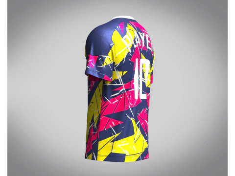 Soccer Hot pink with multi color Jersey Player-10 3D Model