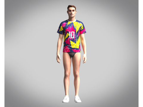 Soccer Hot pink with multi color Jersey Player-10 3D Модель