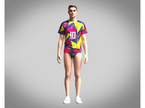 Soccer Hot pink with multi color Jersey Player-10 3D Model