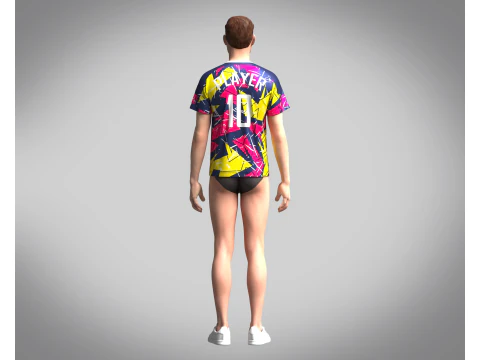 Soccer Hot pink with multi color Jersey Player-10 3D Model