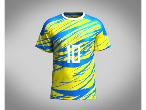Jogador de futebol amarelo com Ske Blue Purple Jersey-10 Modelo 3D