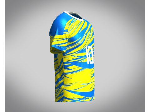 Soccer Yellow with Ske Blue Purple Jersey Player-10 3D 模型