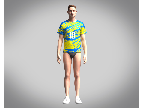 Soccer Yellow with Ske Blue Purple Jersey Player-10 3D 模型