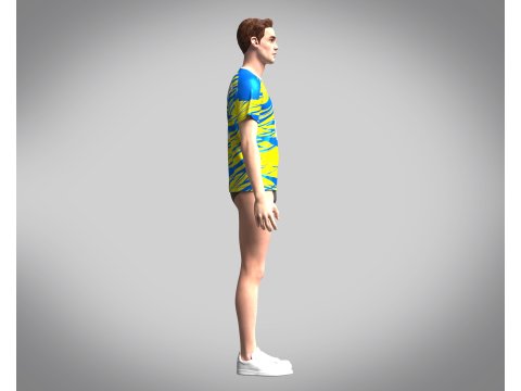 Soccer Yellow with Ske Blue Purple Jersey Player-10 3D 模型