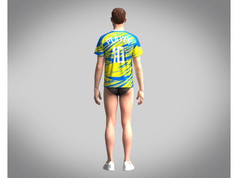 Soccer Yellow with Ske Blue Purple Jersey Player-10 3D 模型