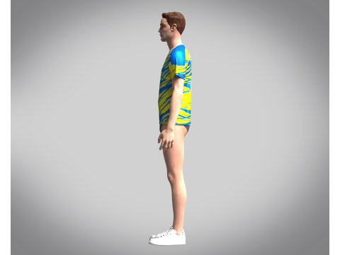 Soccer Yellow with Ske Blue Purple Jersey Player-10 3D 模型