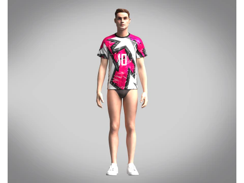 Soccer White with multi color Jersey Player-10 3D Model