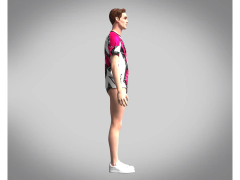 Soccer White with multi color Jersey Player-10 3D Model