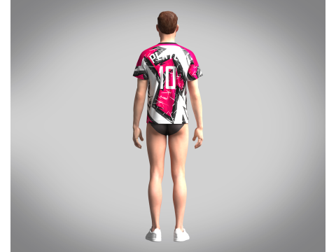 Soccer White with multi color Jersey Player-10 3D 模型