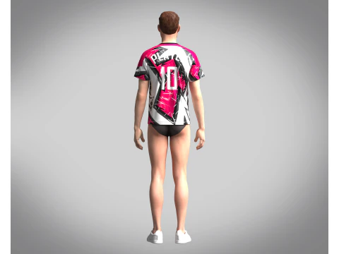 Soccer White with multi color Jersey Player-10 3D Model