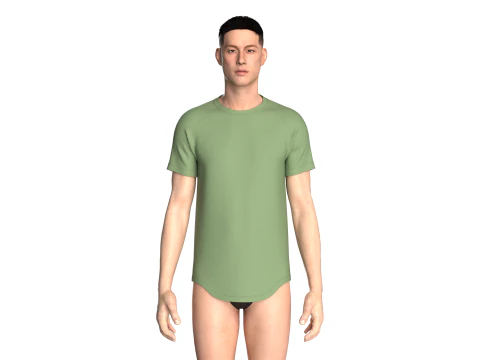 Men Scalloped Tshirt 3D Model
