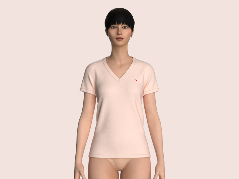 Tommy Hilfiger - V-Neck Girls T-Shirt Model 3D