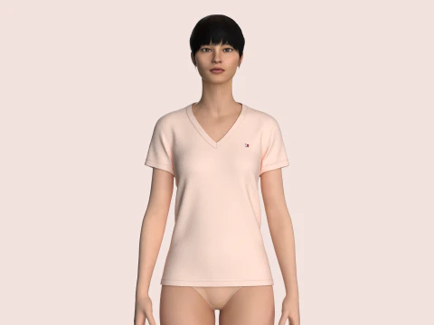 Tommy Hilfiger - V-Neck Girls T-Shirt 3D Model
