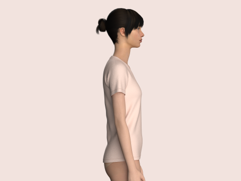 Tommy Hilfiger - V-Neck Girls T-Shirt Model 3D