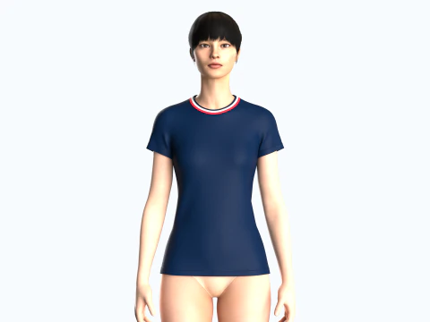 Tommy Hilfiger - Girls Stripe Crewneck T-Shirt 3D Model