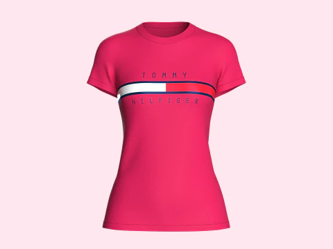 Tommy Hilfiger - Rood T-shirt voor meisjes 3D Model