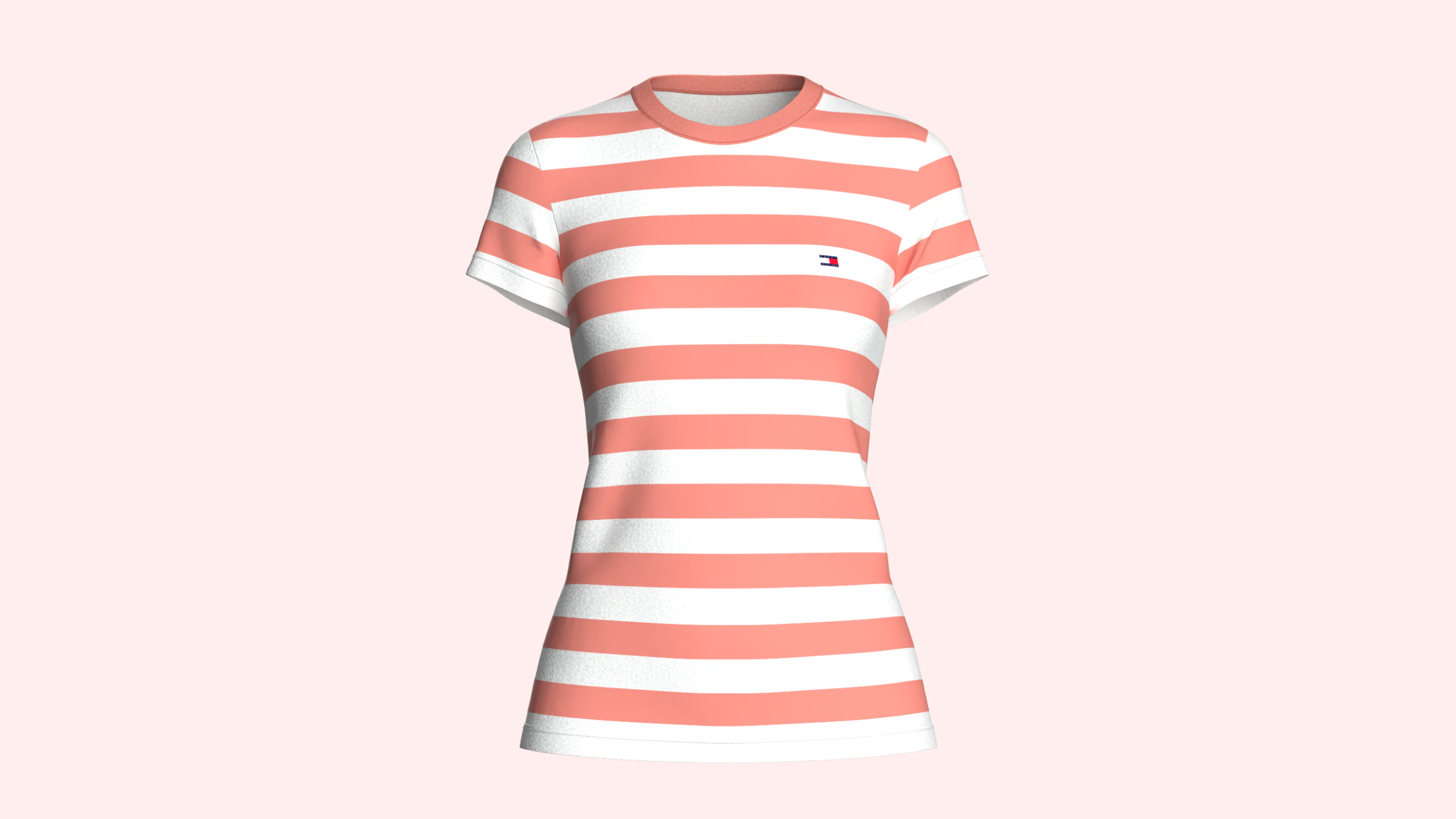 Tommy Hilfiger - Gestreept T-shirt met ronde hals voor meisjes 3D Model .c4d .max .obj .3ds .fbx .stl .blend 