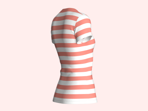 Tommy Hilfiger - Girls Crewneck Stripe T-Shirt Model 3D