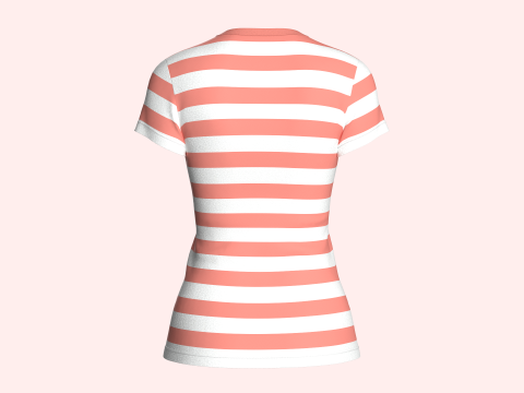Tommy Hilfiger - Girls Crewneck Stripe T-Shirt Model 3D