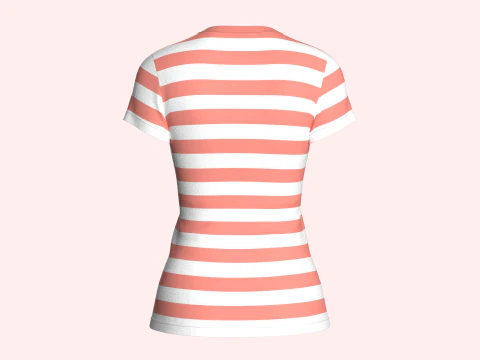 Tommy Hilfiger - Gestreept T-shirt met ronde hals voor meisjes 3D Model