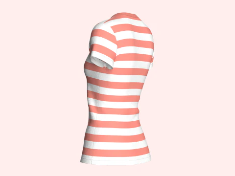 Tommy Hilfiger - Gestreept T-shirt met ronde hals voor meisjes 3D Model